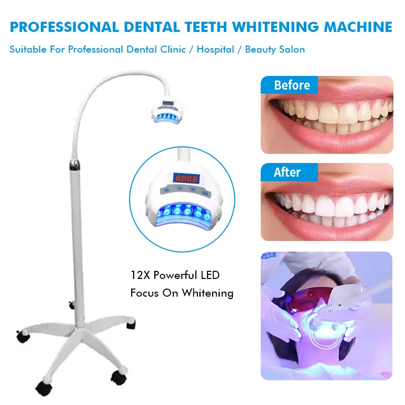 Professional Portable Dental LED Teeth Whitening Lamp Wheel Base Model For Clinic Salon Use