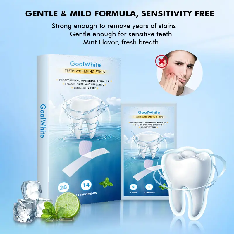 Custom Advanced Dissolvable 3D/5D Peroxide or Non-peroxide Teeth Whitening Strips With Private Box