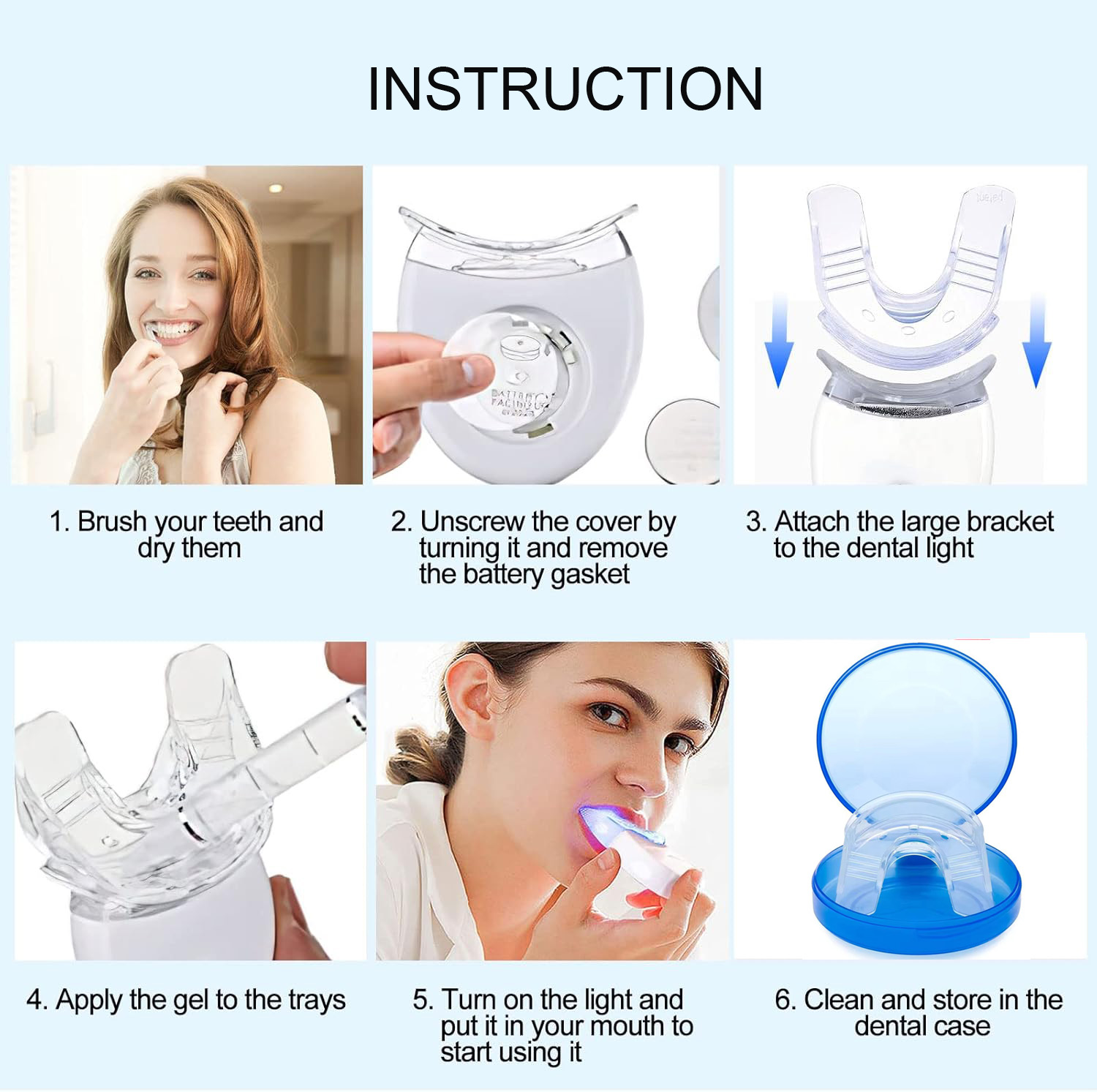 How to use mouth tray and whitening light and gelr62
