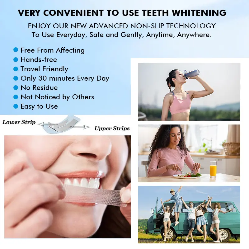 Custom Advanced 3D/5D Non-peroxide PAP+ Dry Teeth Whitening Strips With Private Box