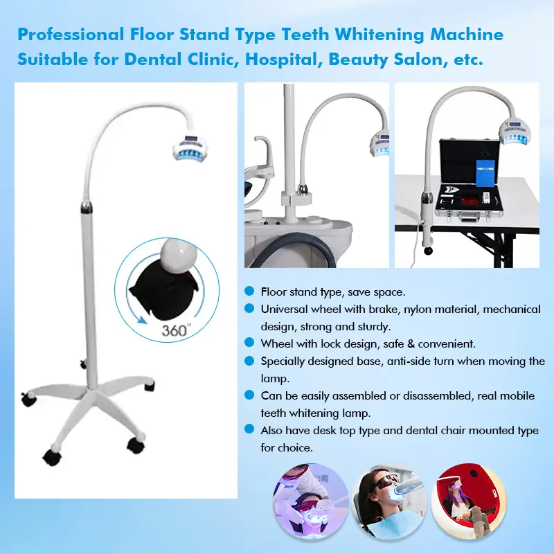 Professional Portable Dental LED Teeth Whitening Lamp Wheel Base Model For Clinic Salon Use